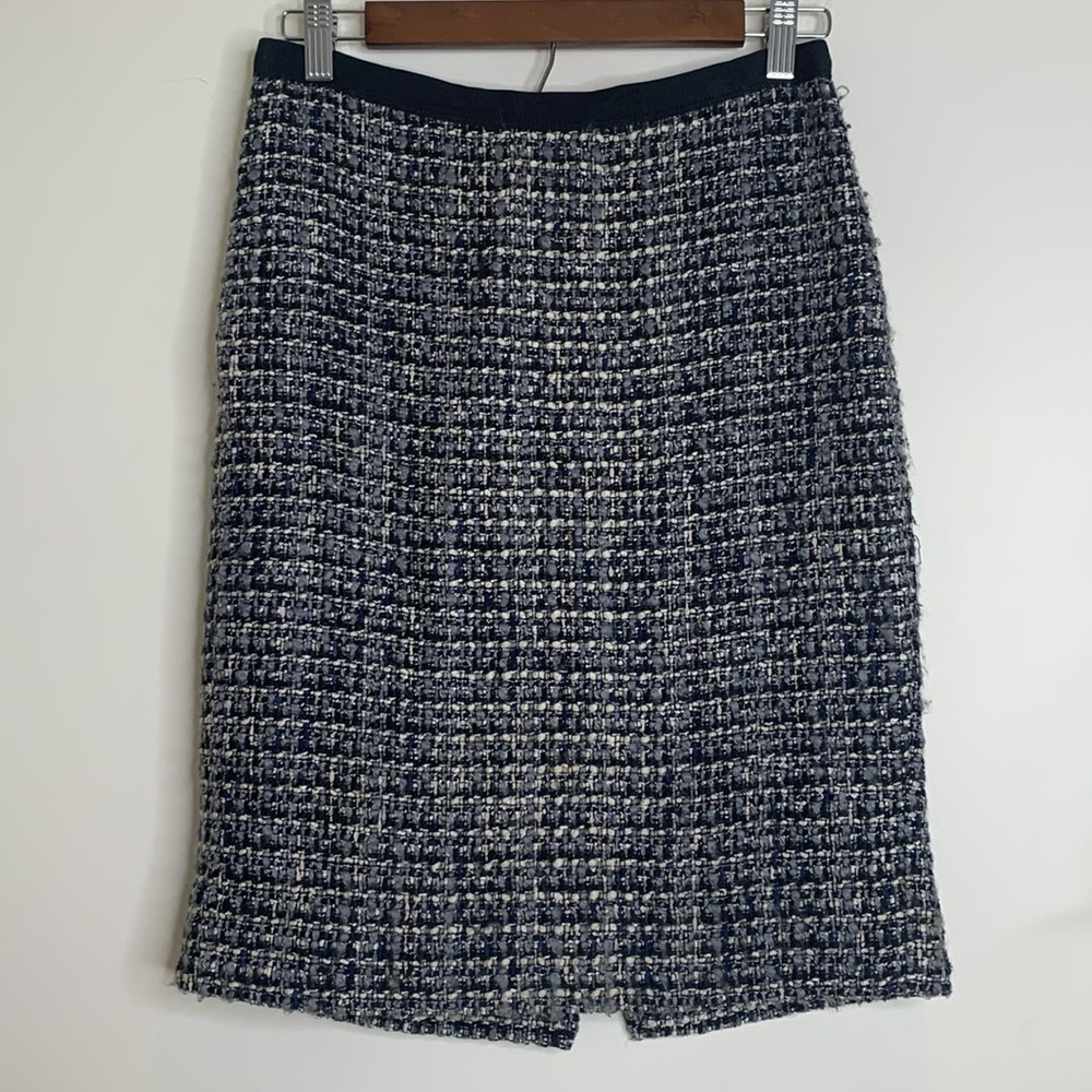 J Crew | Black Gray Knobby Boucle Tweed Knit No 2 Pencil Lined Midi Skirt 4P